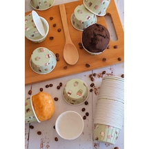 Mint Yeşili Dondurma Desenli Kek Kapsülü 50 Adet Renkli Muffin Cupcake Kağıdı 50x39 Mm Diğer