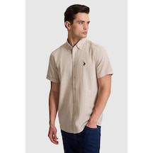 U.S. Polo Assn. U.s. Polo Assn. Erkek Taş Gömlek Kısa Kollu 50320240-vr049 Taş Rengi