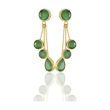 Kadir Jewellery22 Ayar Altın Kaplama Vintage Küpe -el İşçiliği Ve Hipoalerjenik Küpe Yeşil