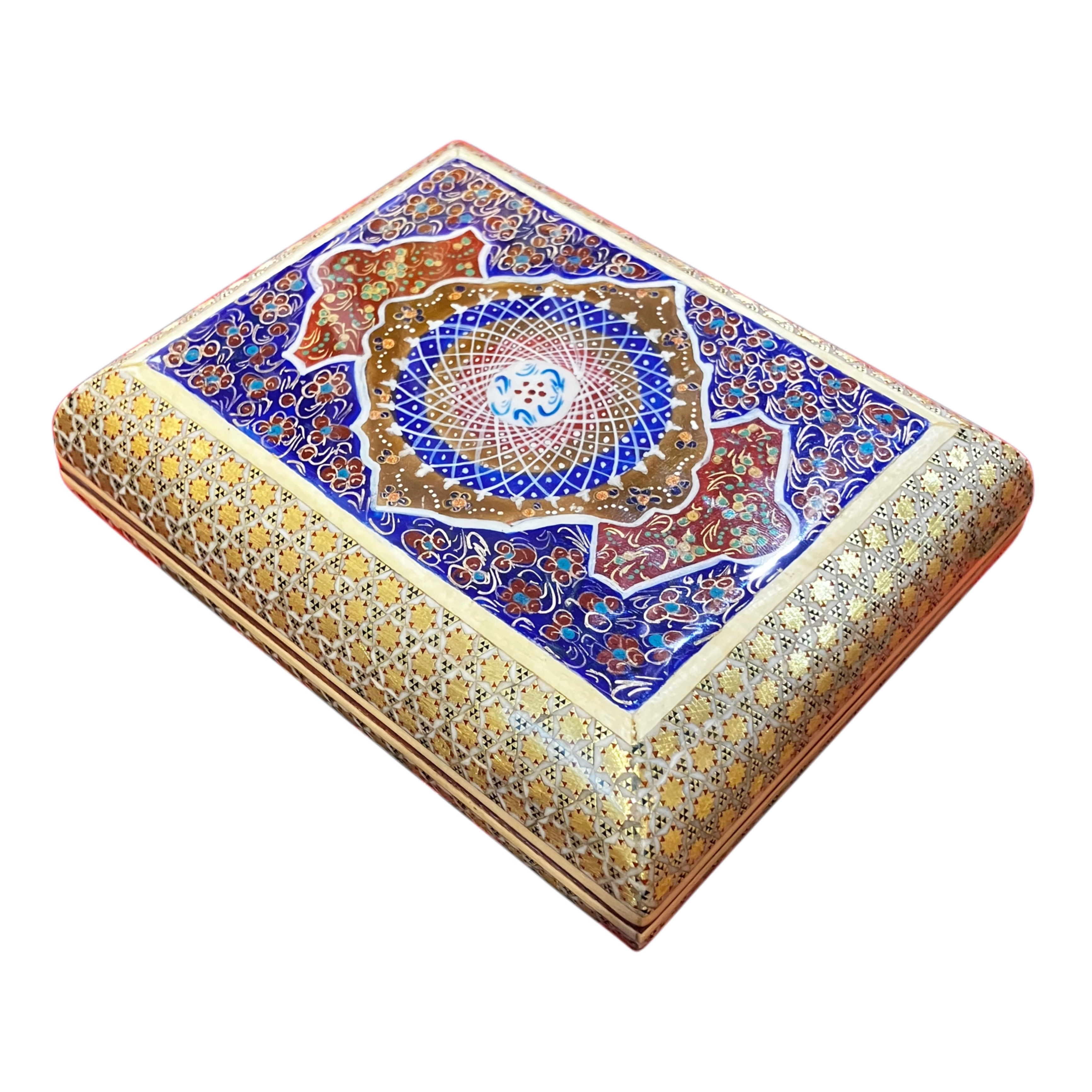 Hatem İşlemeli Lüks Mücevher Kutusu El Yapımı 11x14 Cm Çok renkli