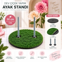 2li Dev Metal Çiçek Standı - 30 Cm, Dekoratif Eva - Krapon Kağıt Çiçek Sunum Ayağı 2 Vidalı