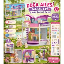 Doğa Ailesi Masal Evi 3 Katlı Oyuncak Ev Seti Figürlü, Mobilyalı Ve Aksesuarlı