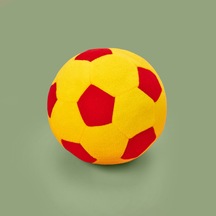 Soft Futbol Topu Figürlü Yastık - Sarı / Kırmızı - 30x30 Cm