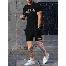 Tarzsokak Homme Erkek Mektup Grafikli Tişört Ve İpli Bel Şort Takım Beyaz Tarzsokak Homme Erkek Mektup Grafikli Tişört Ve İpli Bel Şort Takım Beyaz