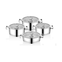 Oms Silindir 8 Parça Paslanmaz Çelik Tencere Seti 1141