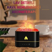 Robeve Işıklı Alev Efektli Aroma Difüzörü 7 Renk Rgb Alevli Hava Nemlendirici Buhar Makinesi, Sessiz Ultrasonik Teknoloji Şık Dekoratif Tasarım İle Aromaterapi Ve Ambiyans Aydınlatması Siyah