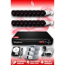 Bayicam 16 Kameralı Uzay 16 Dış Kamera Set 250 GB HDD Full HD Gece Görüşlü Güvenlik Kamerası Sistemi