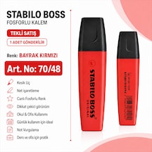 Boss Fosforlu Kalem 1 Adet Metin İşaretleme Kalemi Fosforlu Kırmızı