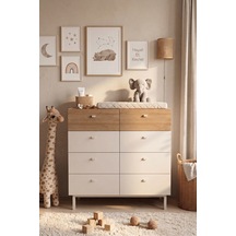 Robinhome Bebek Odası Çocuk Odası Geniş Şifonyer 8 Çekmeceli Ahşap Ayaklı