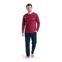 Pierre Cardin 6152 Erkek Uzun Kollu Bisiklet Yaka Pijama Takımı -bordo