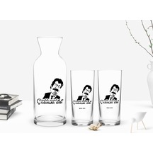Kişiye Özel Renkli Baskılı Hangimiz Sevmedik Çılgınlar Gibi Tasarımlı İkili Rakı Bardağı Ve Karaf Hediye Seti-1