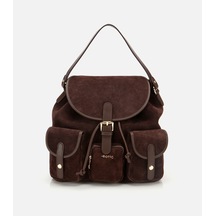 Hotiç Kadın Süet Deri Kahverengi Cepli Tokalı Sırt Çantası 03cah316410a480 03cah316410a480 Kahverengi