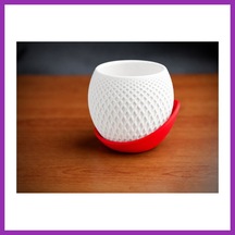 Bezos 3d Baskı Küre Saksı - Kafes Dokulu İki Parçalı Dekoratif Saksı - Beyaz-kırmızı Bty Standart 65663955