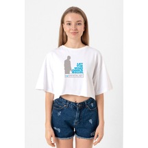 The Mentalist Let The Mind Beyaz Kadın Crop Tshirt Beyaz