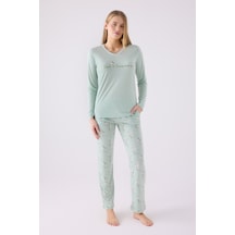 Arnetta 3062 Uzun Kol Kadın Pijama Takımı Yeşil