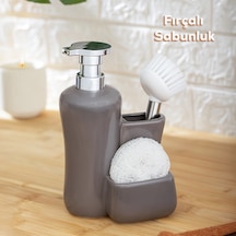 Porsima 277746 Sıvı Sabunluk Fırçalı Süngerlikli Sabunluk Gri