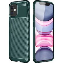 Apple Uyumlu  iPhone 12 Mini Kılıf Auto Focus Karbon Kapak Yeşil