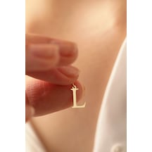 14 Ayar Altın L Harfi Plaka Kolye Ucu