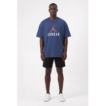 Lixa Günlük Spor Tişört Air Jordan Alt Yazılı Lacivert Oversize 142557 SİYAH