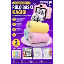 Çocuk Fotoğraf Makinesi Yedek Termal Baskı Kağıdı Renkli 3 Lü Rulo - 57x25mm