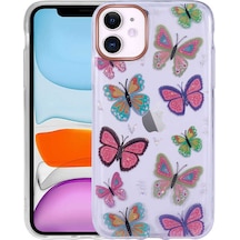 Goocamp Apple Uyumlu iPhone 11 Desenli Simli Sert İnka Kılıf-no5 NO5