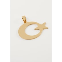 Ay - 818 - Yıldız Çelik Kolye Ucu 2,5 Cm - Muratech - - Sarı