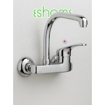 Balık Sırtı Borulu Duvardan Mutfak Ve Banyo Lavabo Bataryası Musluğu Krom