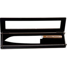 Özel Seri El Yapımı Profesyonel Yekpare Çelik Bilezikli Santoku Şef Bıçağı 33cm Kahverengi