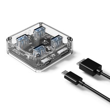 Orico Şeffaf Led Işıklı 5 Gbps 4 Portlu USB-A 3.0  Kablolu Çoklayıcı Hub 30 CM