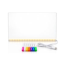 Arvale Led Işıklı Yazı Tahtası Seti Silinebilir Not Panosu Usb Li 8 Renk Kalemli Şeffaf