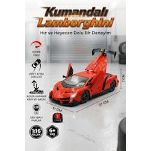 Uzaktan Kumandalı Işıklı Spor Araba - 1:16 Büyük Boy Açılır Kapı Ve Bagajlı Oyuncak Araba Kırmızı Lamborghini