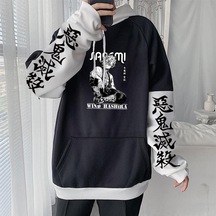 Japon Animesi İblis Avcısı Shinazugawa Sanemi Manga Erkekler Hoodies Tişörtü Unisex Uzun Kollu Kış Gevşek Rahat Kazaklar Siyah