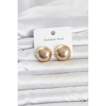 316l Çelik Gold Renk Top Model Kadın Küpe 5886 Çok Renkli