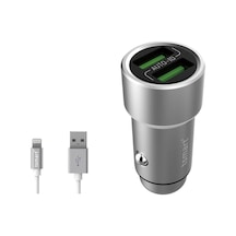 Tsmart Iphone Şarj Kablolu 2 Usb Metal Araç Şarj Seti 3.6A