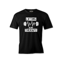 Bodybuilding Lifting Theraphy Siyah Erkek Tshirt 001