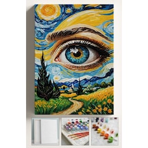 Sayılarla Boyama Seti Numaralı Tuval Fırça Boya 40x50 Cm - Van Gogh Göz
