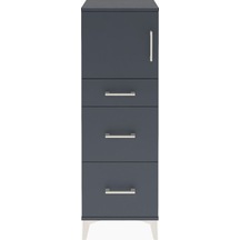 Arges Dolap Tek Raflı 3 Çekmeceli Tek Kapaklı 44x30x134 Antrasit-antrasit Antrasit