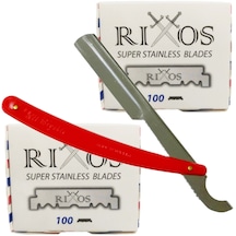 Rixos Super Stainless Yarım Tıraş Bıçağı 2 Adet 100'lü Paket Ali Bıyıklı Ustura Kırmızı Tıraş Seti