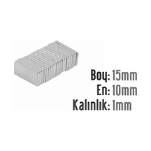 Neodyum Mıknatıs Köşeli 15x10mm , Kalınlık 1 Mm 5 Adet