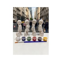 4 Adet Modern Çantalı Kızlar Taş Boyama Seti 13 Cm Boy / Anne, Çocuk, Yetişkin Etkinlik