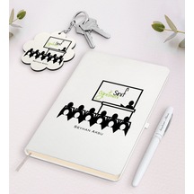 Kişiye Özel Sınıf Öğretmeni Beyaz Defter Kalem Ve Anahtarlık Hedi N11.18316