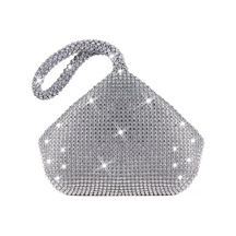 Novahub Parıltılı Üçgen Şeftali Şeklinde Lüks El Çantası - Gümüş Gümüş, Özel Etkinlikler İçin Mükemmel Gümüş