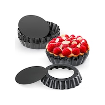 Qingmipy "12'lik Yapışmaz Mini Tart Kalıbı Seti - Çıkarılabilir Tabanlı, Kek Ve Pasta Pişirme İçin" Siyah