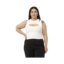 Disentis Büyük Beden Göğüs Dekolteli Fitilli Kaşkorse Ekru Body-ekru Ekru