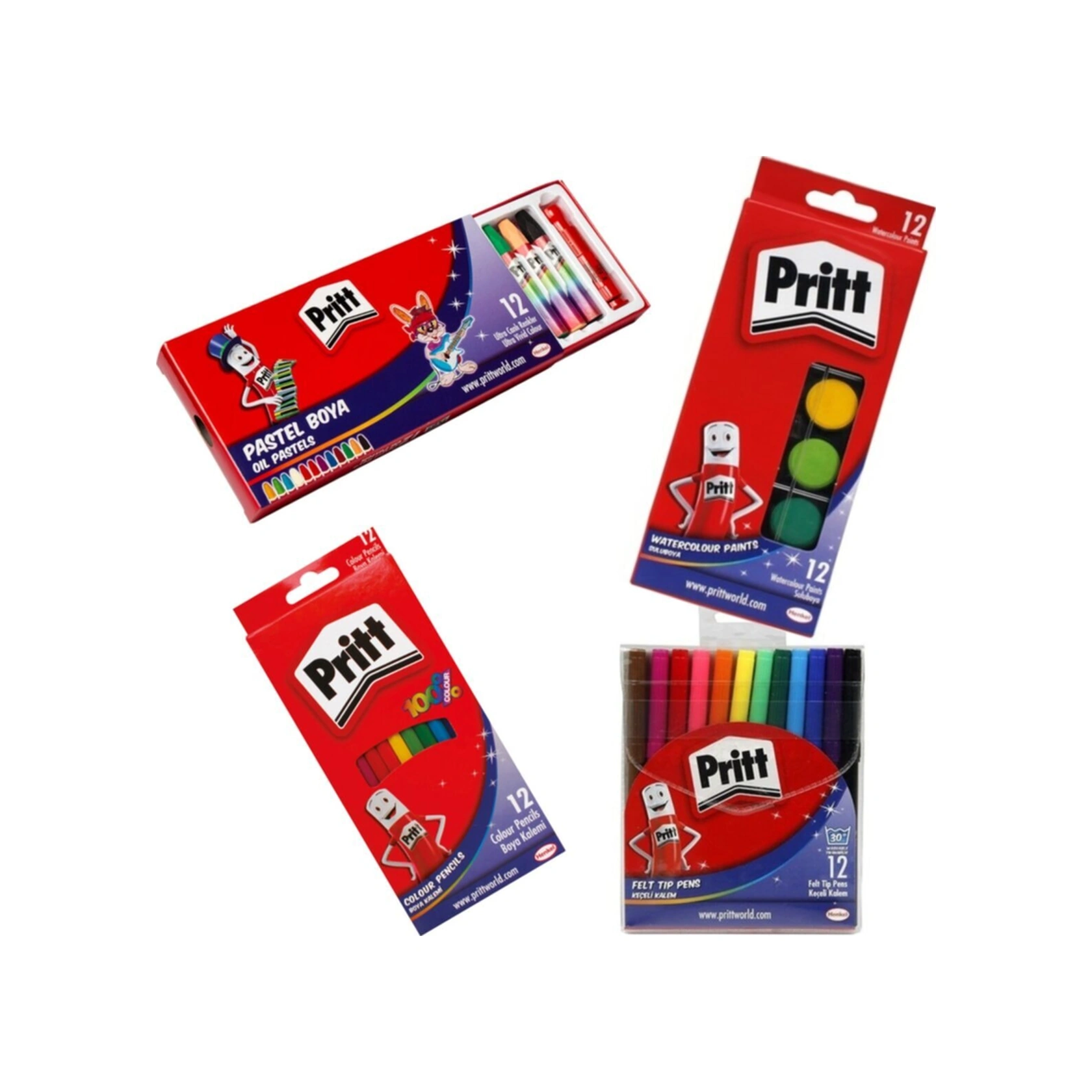 Kuru Boya Keçeli Kalem Sulu Boya Pastel Boya Öğrenci Boya Seti