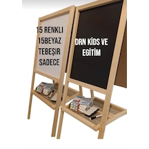Drn Kids Ve Eğitim Çift Taraflı Yazı Tahtası 15 Renkli Tebeşir , 15 Beyaz Tebeşir Silgi Ve Kalem Hediyesidir Ahşap