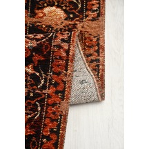 Asude Kilim Nostaljik Saçaklı Robot Süpürge Uyumlu Oturma Odası Salon Kolay Temizlenebilir Dokuma Hali Kiremit - Siyah