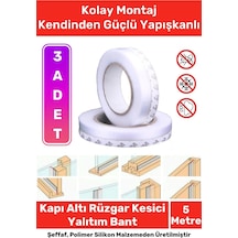 Rüzgar Kesici Ses Böcek Toz Önleyici Yalıtım Kapı Pencere Isı Izolasyon Şeffaf Şerit Bant 5mt 3 Adet