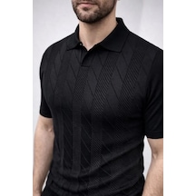 Efnaz Style Erkek Yazlık Triko Dokuma Tişört Kısa Kol Polo Yaka T-shirt - Siyah Efnaz Style Erkek Yazlık Triko Dokuma Tişört Kısa Kol Polo Yaka T-shirt - Siyah