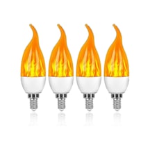 Alev Efekti Ve 3 Işık Modu İle 4'lü 3w E14 Led Ampul, Dekoratif Ampul Diğer